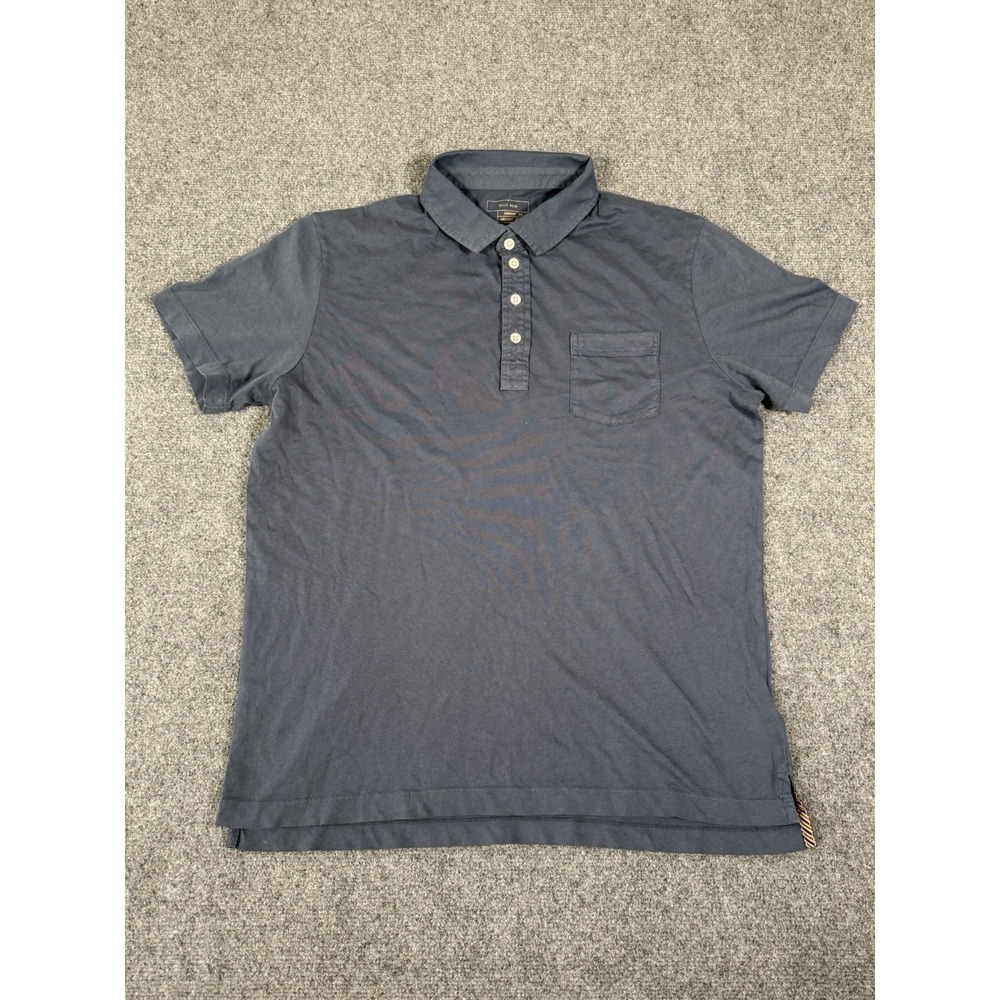 Billy Reid Polo Shirt Mens Large Garment Dyed Blue Pensacola Organic Cotton
